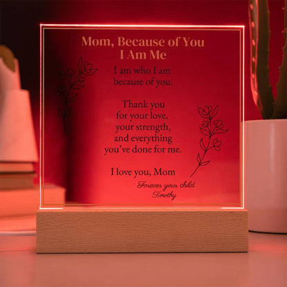 I am Me... Because of You, Mom - plaque