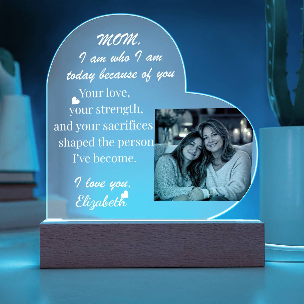 The "Mom's Heart" Personalized LED Plaque