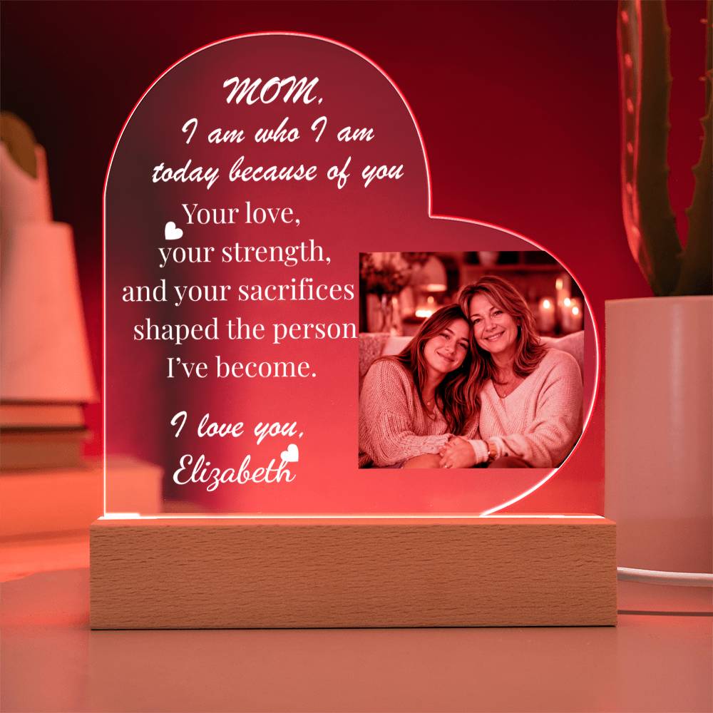 The "Mom's Heart" Personalized LED Plaque