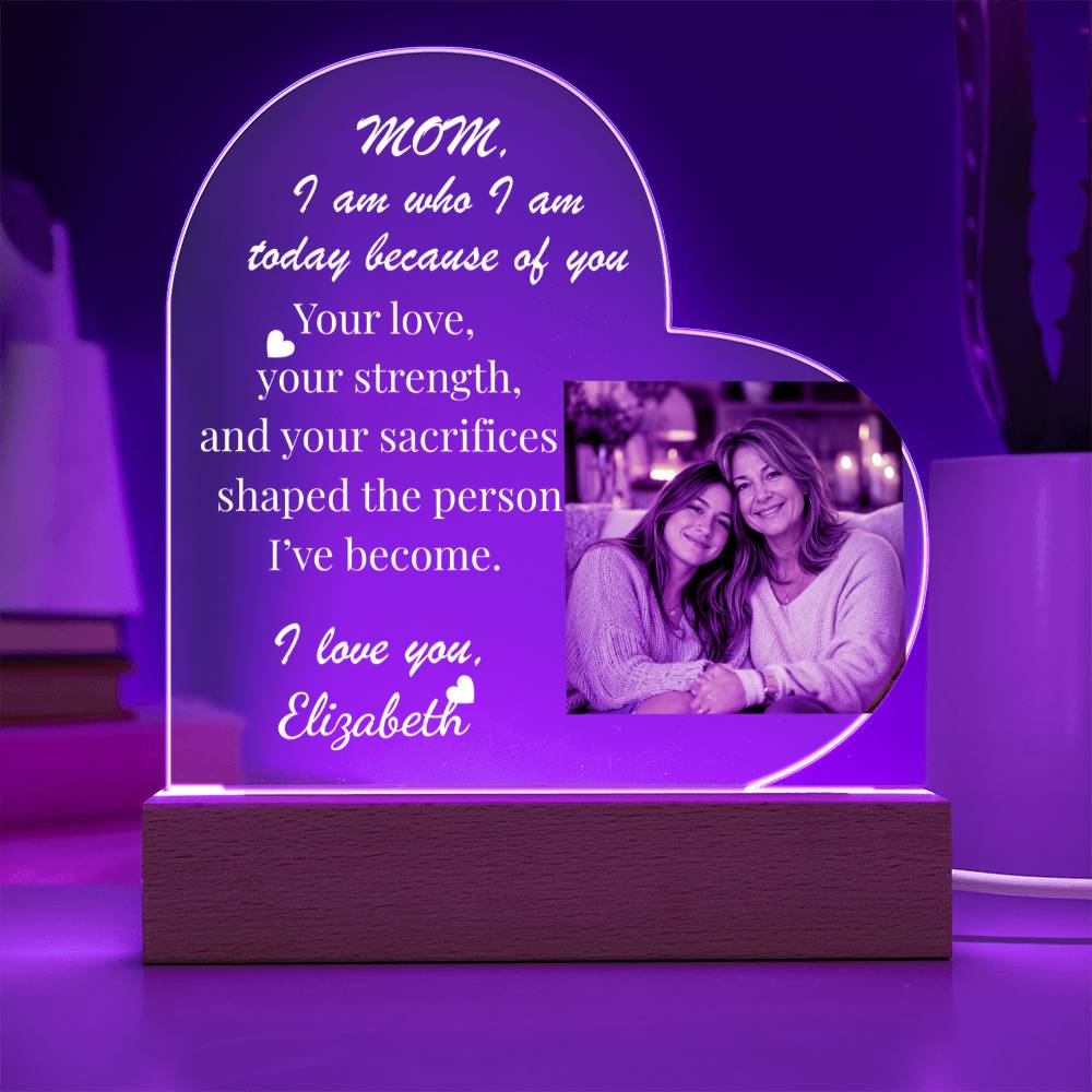 The "Mom's Heart" Personalized LED Plaque