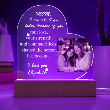 The "Mom's Heart" Personalized LED Plaque