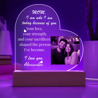The "Mom's Heart" Personalized LED Plaque