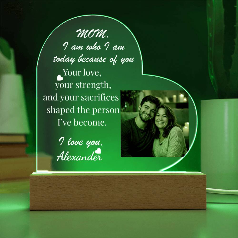 The "Mom's Heart" Personalized LED Plaque