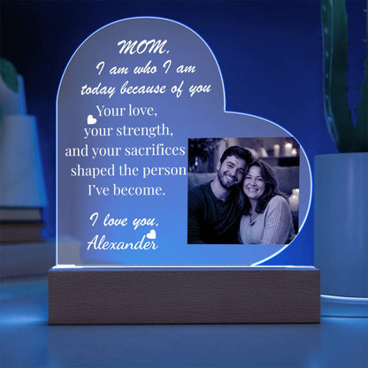 The "Mom's Heart" Personalized LED Plaque