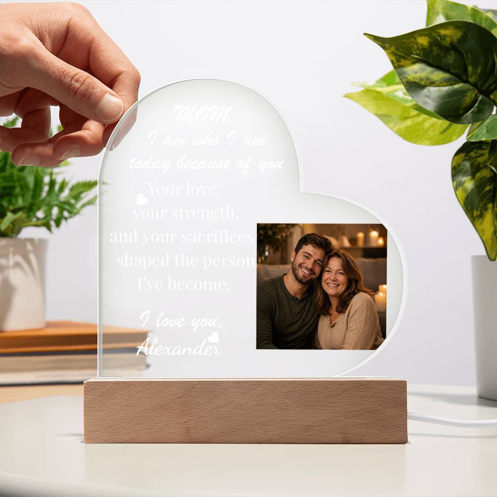 The "Mom's Heart" Personalized LED Plaque