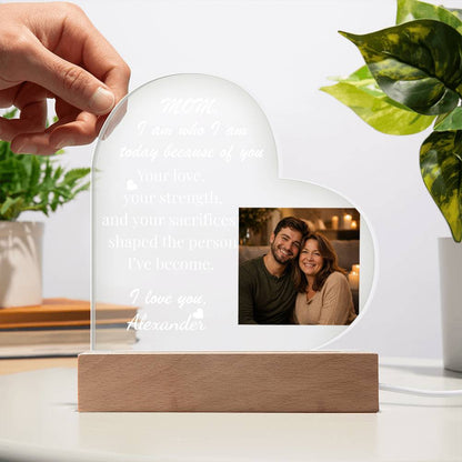 The "Mom's Heart" Personalized LED Plaque