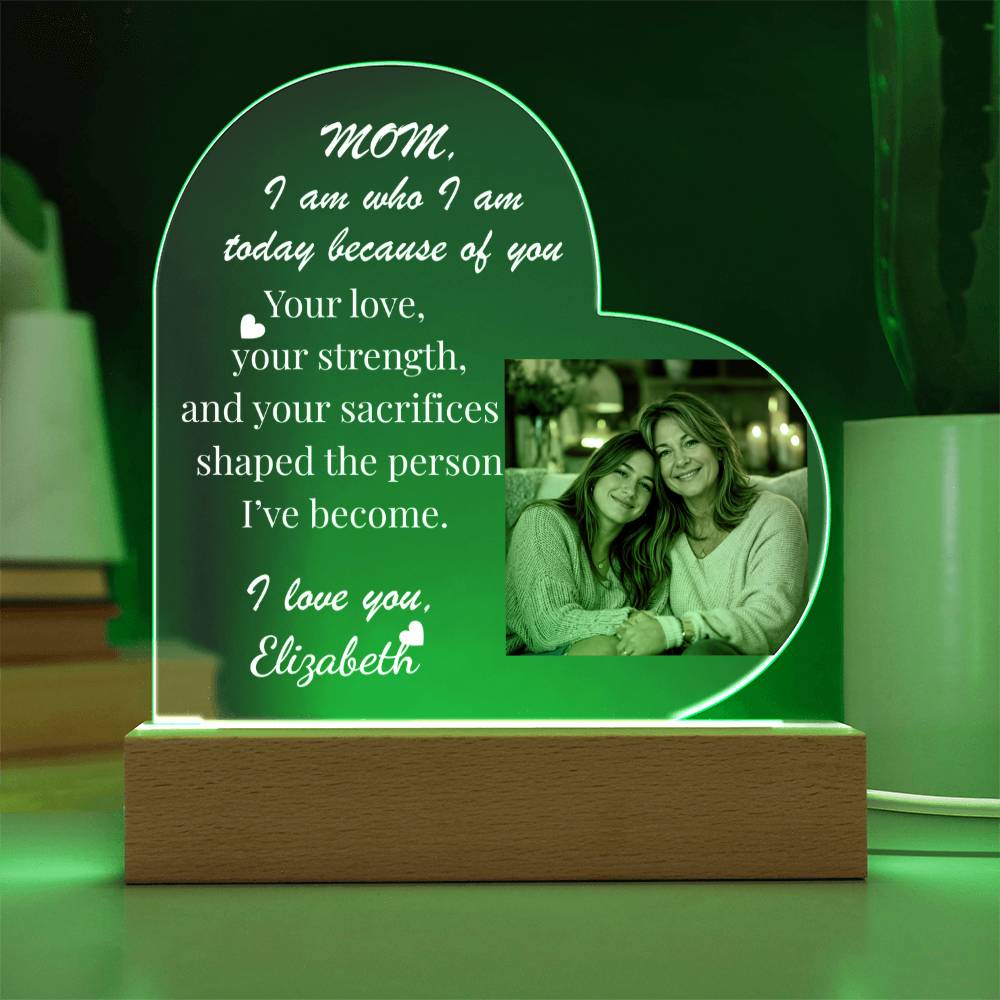 The "Mom's Heart" Personalized LED Plaque