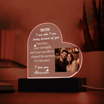 The "Mom's Heart" Personalized LED Plaque