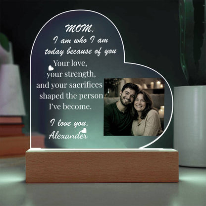 The "Mom's Heart" Personalized LED Plaque