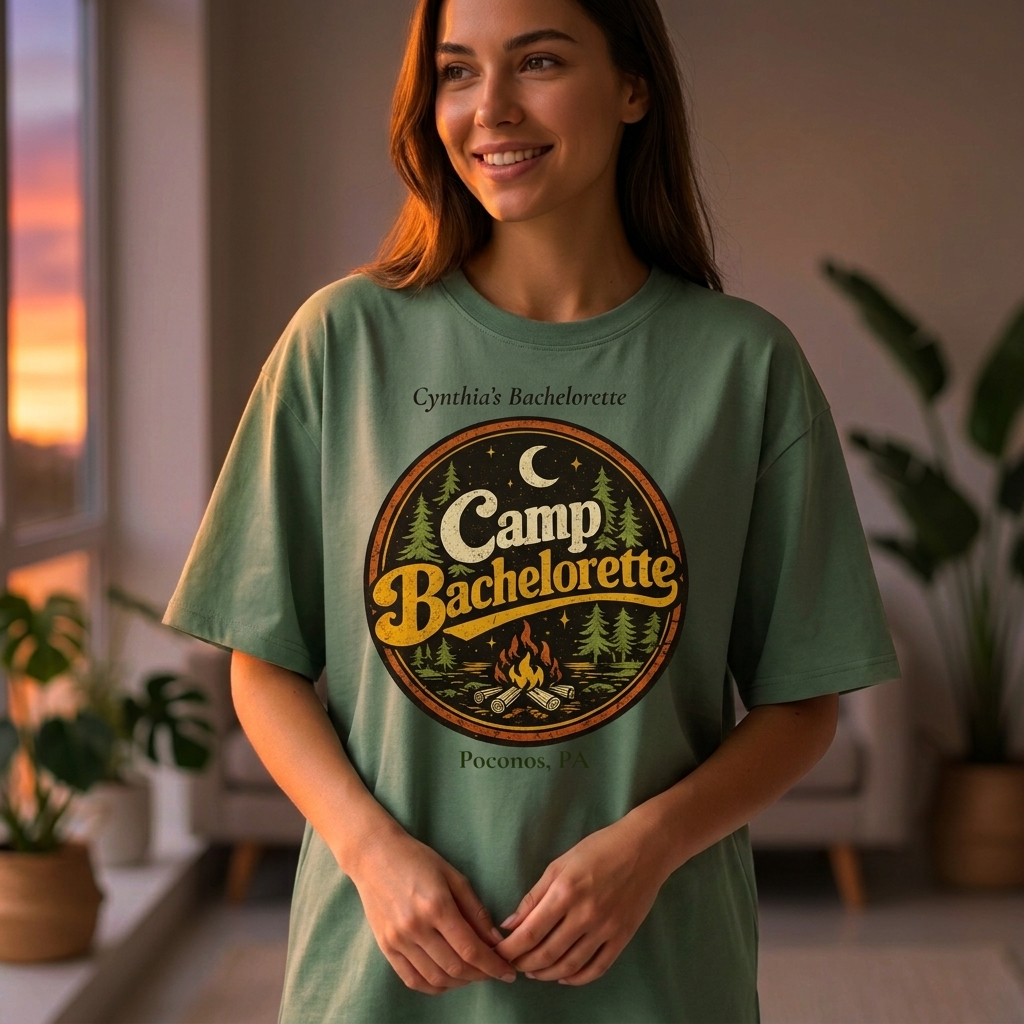 Camp Bachelorette - T-shirt → Camp Bachelorette Shirt | Cabin Weekend Bride Squad Tee