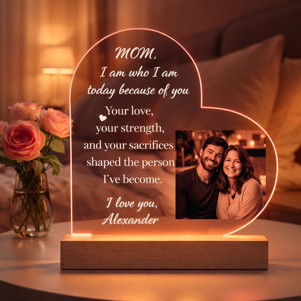 The "Mom's Heart" Personalized LED Plaque