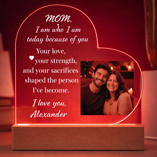 The "Mom's Heart" Personalized LED Plaque