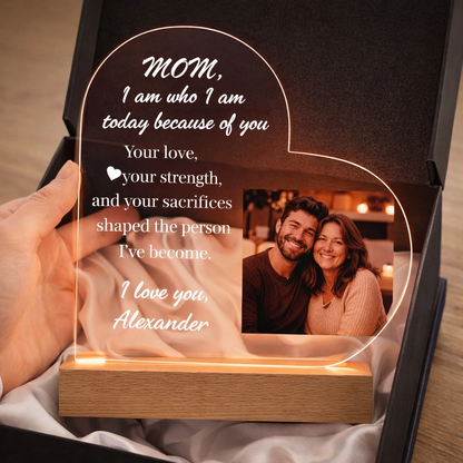 The "Mom's Heart" Personalized LED Plaque