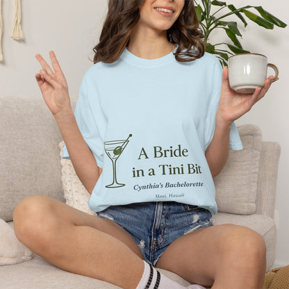 Bride In A Tini Bit - T-shirt → Bride in a Tini Bit Shirt | Beach Bachelorette Tee