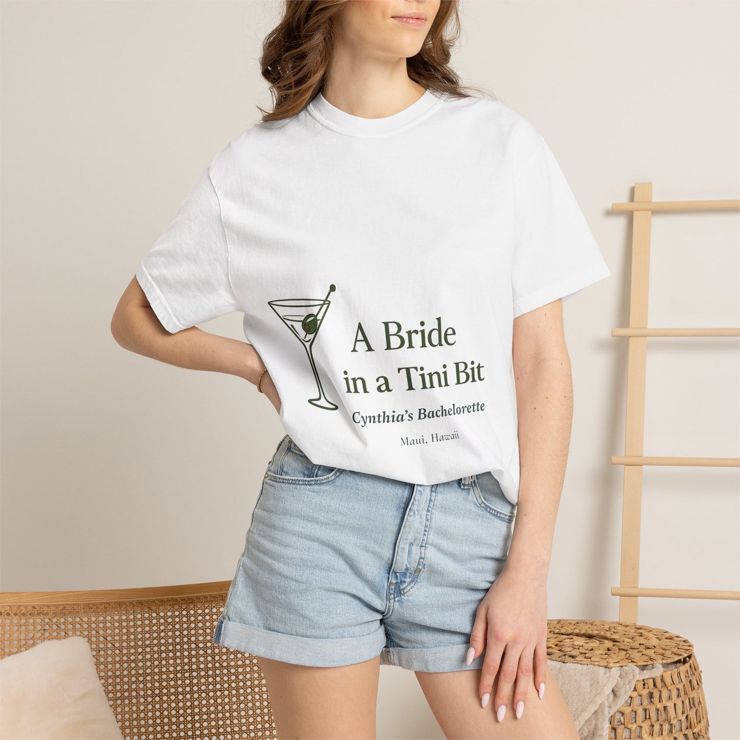 Bride In A Tini Bit - T-shirt → Bride in a Tini Bit Shirt | Beach Bachelorette Tee